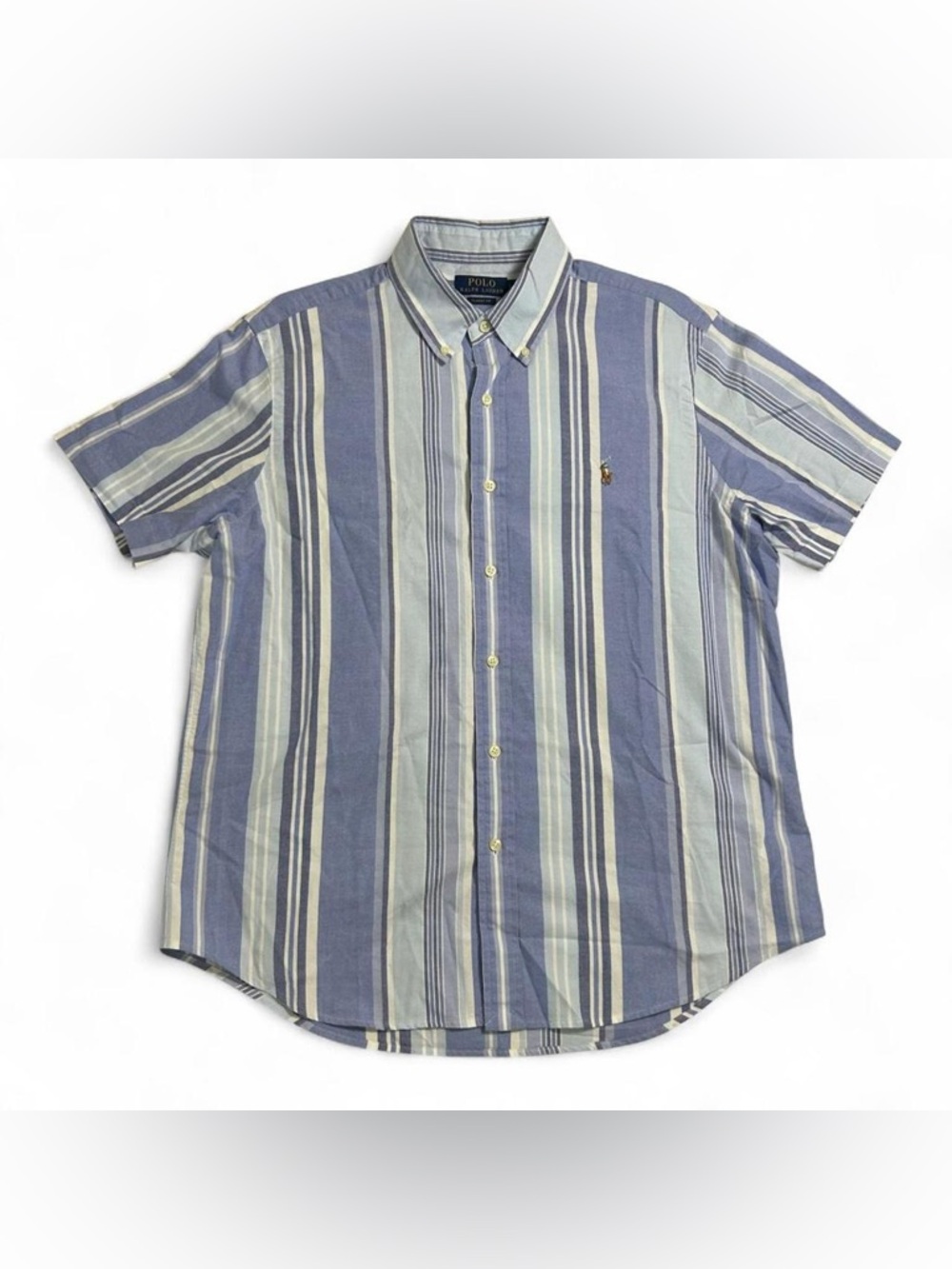 Polo Ralph Lauren Blue Striped Button Up Oxford Shirt Size L Classic Fit